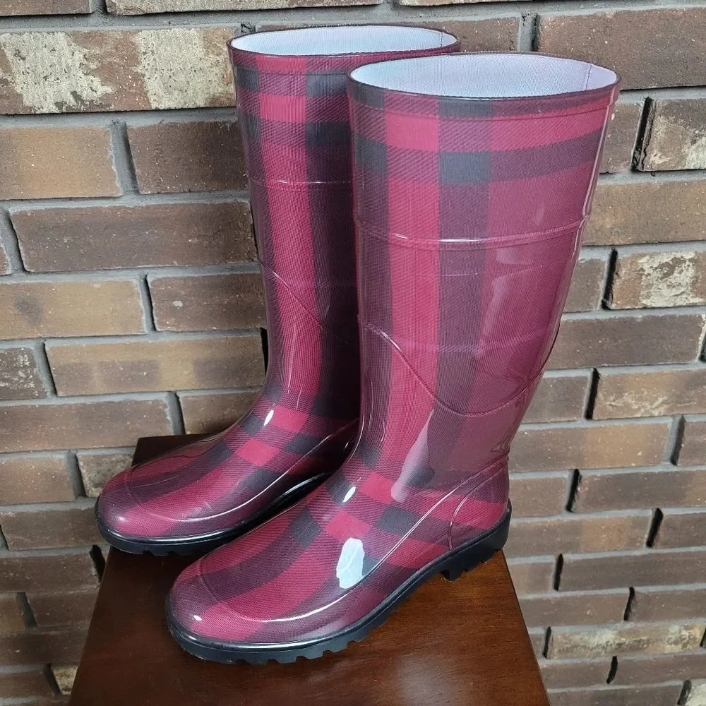 Burberry London authentic unlined tartan rainboot worn once purchased 2008 - Picture 1 of 16
